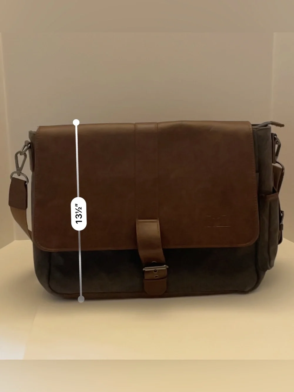 VEFEHL Canvas Laptop Messenger Bag Brown Gray Crossbody Briefcase Work Travel